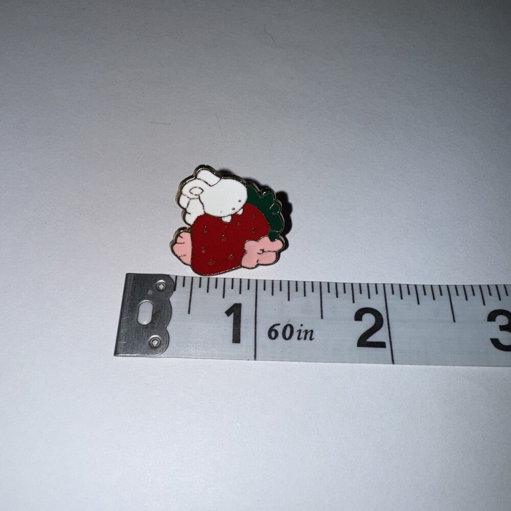 Bunny Rabbit On Strawberry Pin Brooch